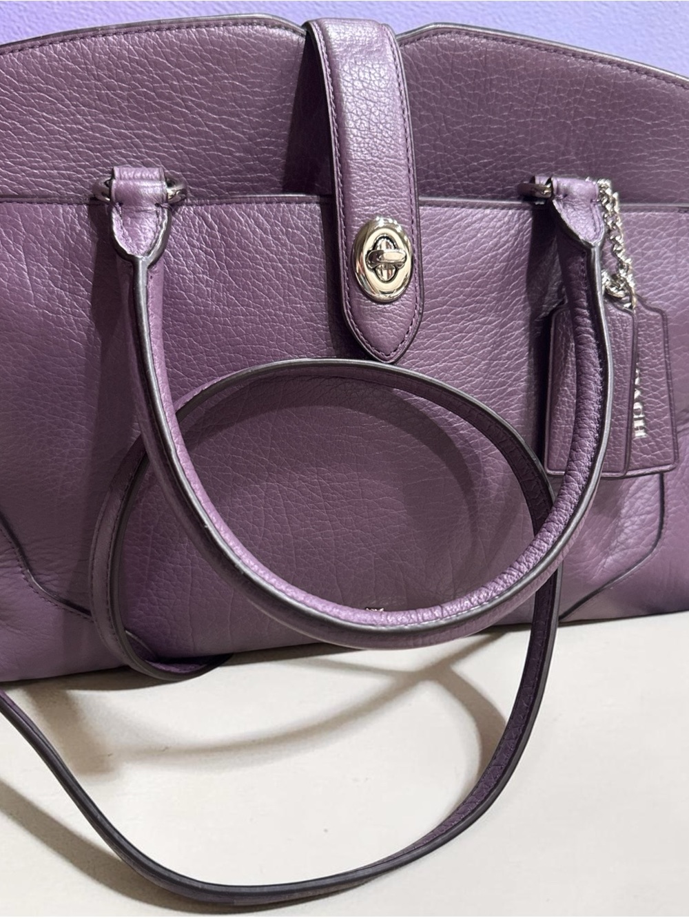 Like New Coach 30 Aubergine (Purple) Mercer Satchel Leather Satchel
